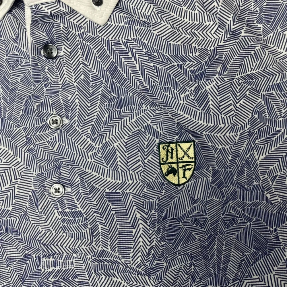 Greyson Polo Shirt Mens M purple White Geometric Hidden Wolf Performance Golf - Picture 2 of 8